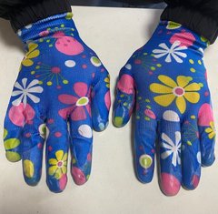 Перчатки рабочие женские "Цветочек синие"