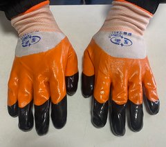 Перчатки рабочие мужские с двойным обливом Tomik 513 оранжевые